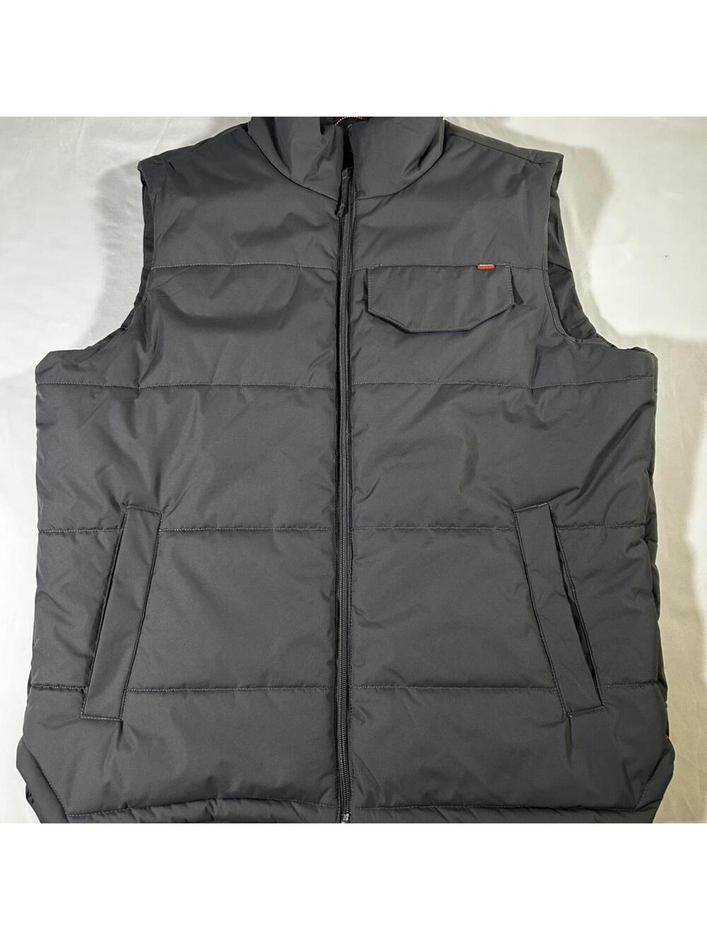 Hawke & Co Mens M Down Fill Puffer Vest Full Zip Dark Gray Sleeveless Insulated